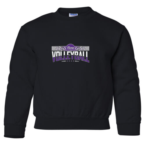 FW VOLLEYBALL ARCHED #9 - Heavy Blend Youth Crewneck Sweatshirt Thumbnail
