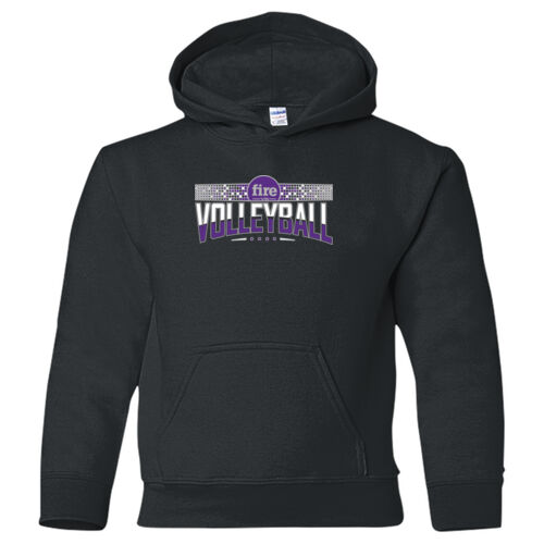 FW VOLLEYBALL ARCHED #9 - Heavy Blend Youth Hooded Sweatshirt Thumbnail